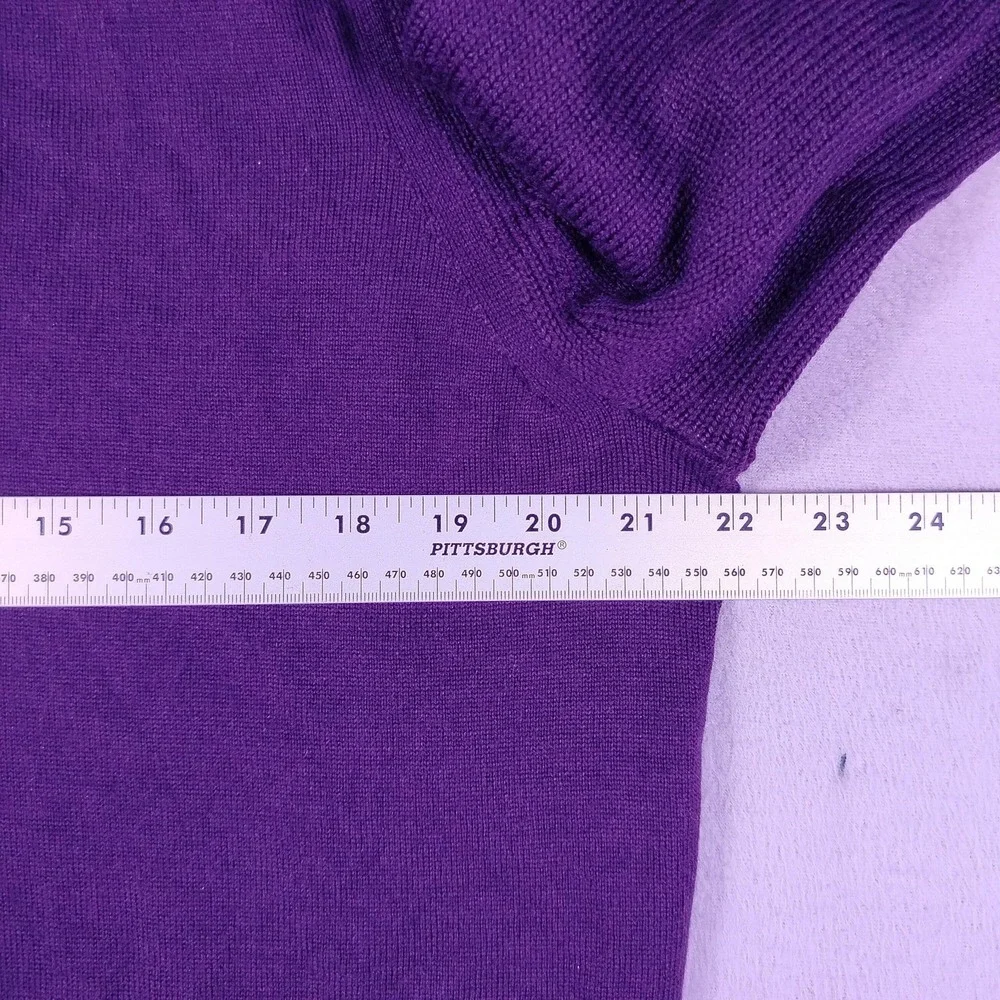 Banana Republic Sweater Mens Large Purple Merino Wool Mock Neck Knit Snap Button
